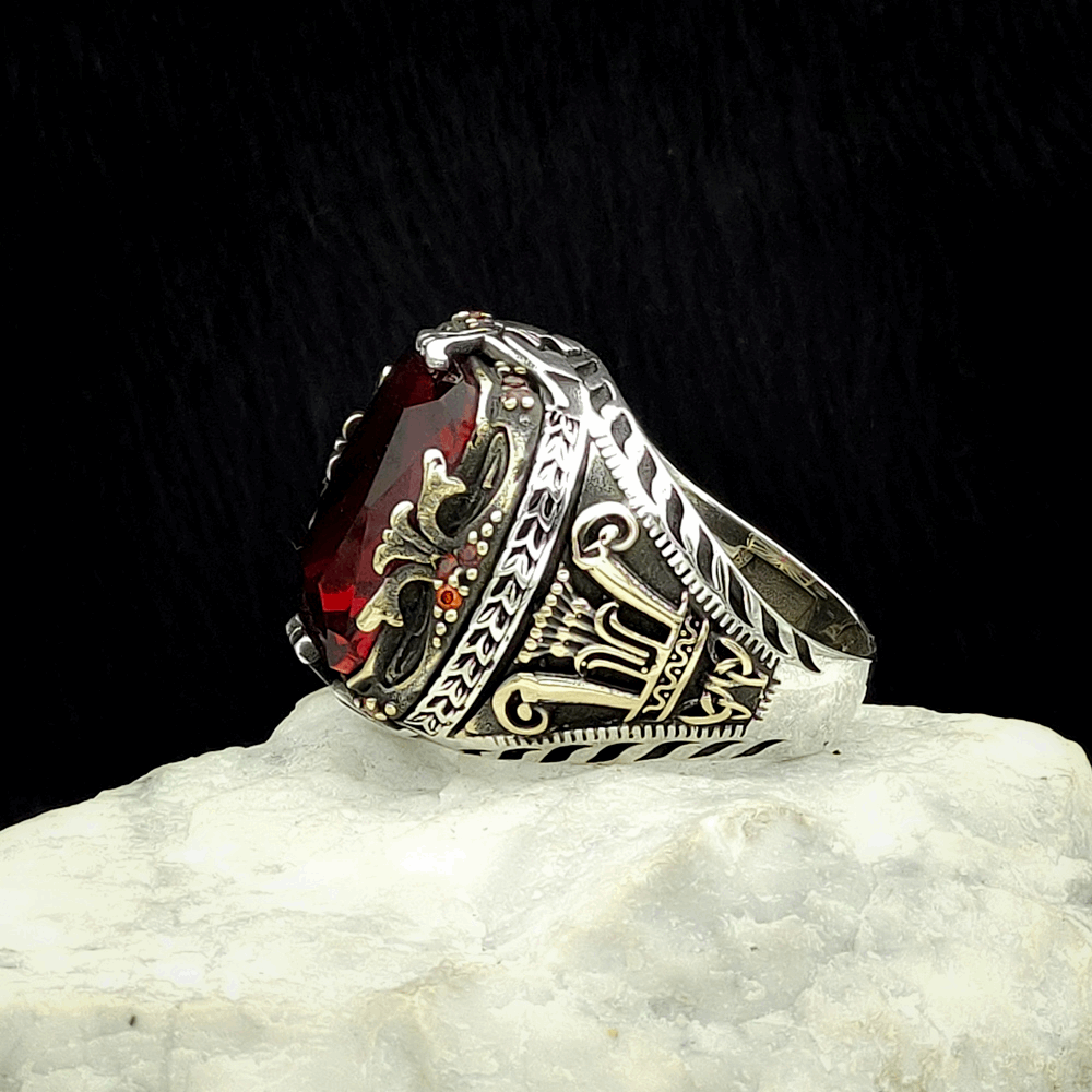 Red Ruby Ring For Men limited edition Handmade Design-Boutique Spiritual