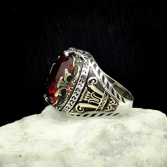 Red Ruby Ring For Men limited edition Handmade Design-Boutique Spiritual