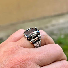 Alexandrite Mystic Topaz Pure Silver Men's Ring Elegant Design-Boutique Spiritual