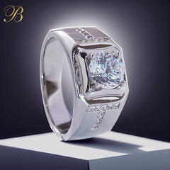 Men Moissanite Ring - White Gold Plated-Boutique Spiritual