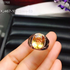 Citrine Men Ring, Handmade Pure Silver Ring-Boutique Spiritual