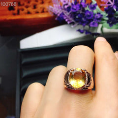 Citrine Men Ring, Handmade Pure Silver Ring-Boutique Spiritual