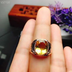 Citrine Men Ring, Handmade Pure Silver Ring-Boutique Spiritual