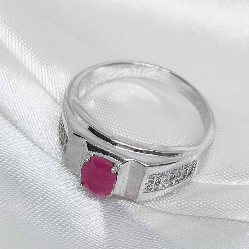 Ruby Ring Men - Platinum Plated Design-Boutique Spiritual