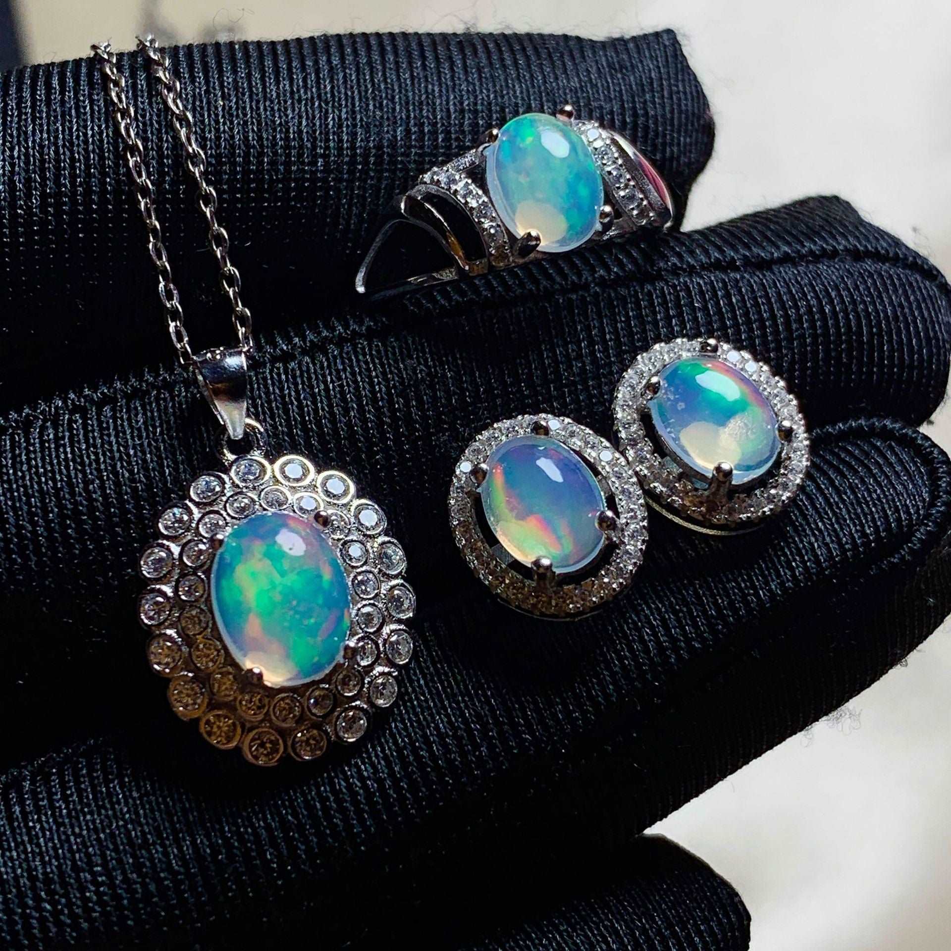 Natural Opal Jewelry Set for Women-Boutique Spiritual