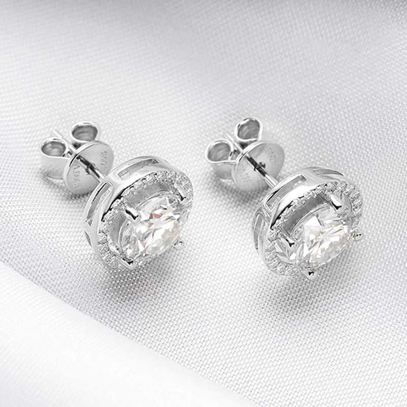 Platininum Plated Moissanite Earrings GRA Certified-Boutique Spiritual