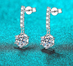 Sterling Silver 1CT 6.5MM Moissanite Drop Earrings GRA certified-Boutique Spiritual