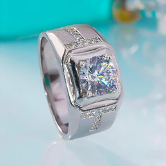 Men Moissanite Ring - White Gold Plated-Boutique Spiritual