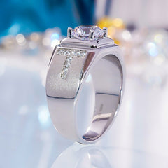 Men Moissanite Ring - White Gold Plated-Boutique Spiritual