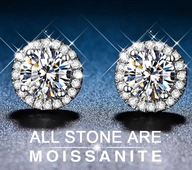Platininum Plated Moissanite Earrings GRA Certified-Boutique Spiritual