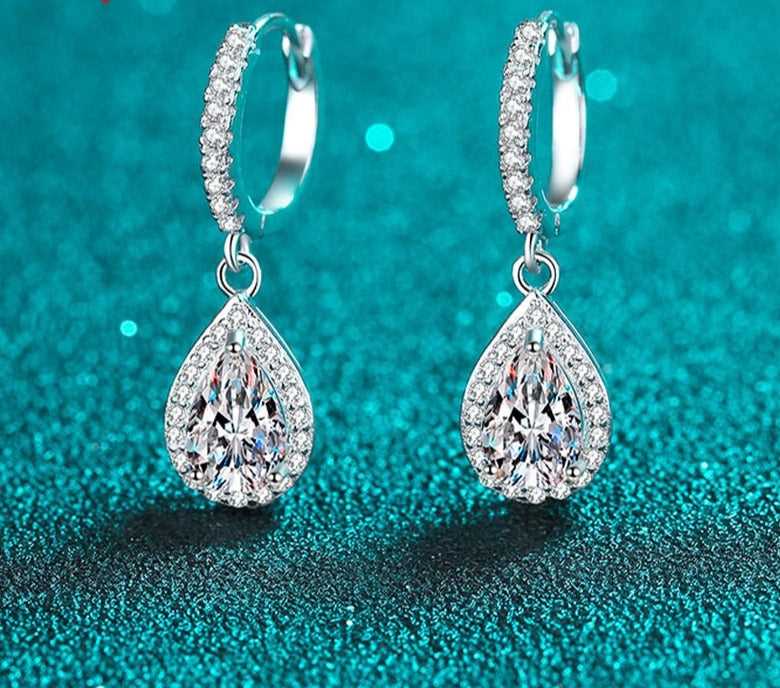 Boutiques White Gold 1ct Pear Cut Earrings GRA certified-Boutique Spiritual