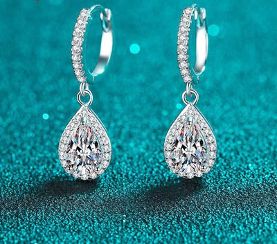 Boutiques White Gold 1ct Pear Cut Earrings GRA certified-Boutique Spiritual