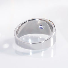 Sapphire Silver Ring for Men - White Gold Plated-Boutique Spiritual