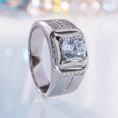 Men Moissanite Ring - White Gold Plated-Boutique Spiritual