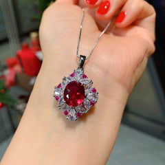 Ruby and Diamond Silver Jewelry Set for Women-Boutique Spiritual