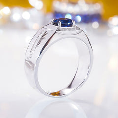 Sapphire Silver Ring for Men - White Gold Plated-Boutique Spiritual