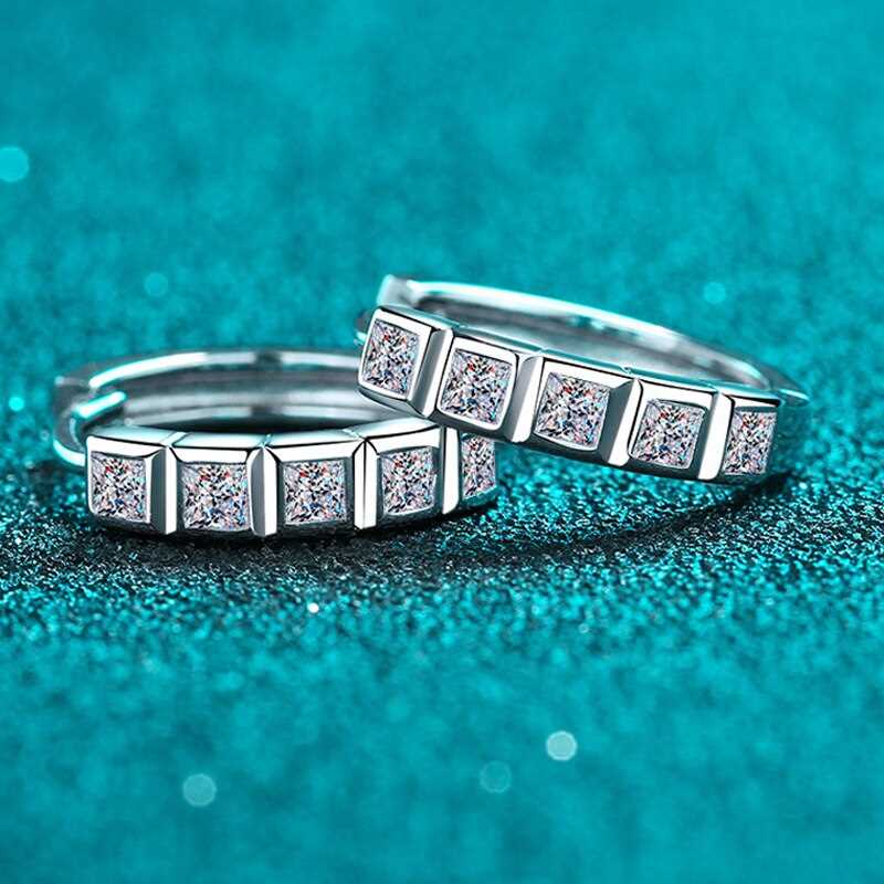 Princess Cut White Gold Moissanite Hoop Earrings GRA certified-Boutique Spiritual
