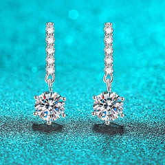Sterling Silver 1CT 6.5MM Moissanite Drop Earrings GRA certified-Boutique Spiritual