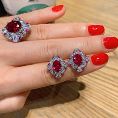 Ruby and Diamond Silver Jewelry Set for Women-Boutique Spiritual