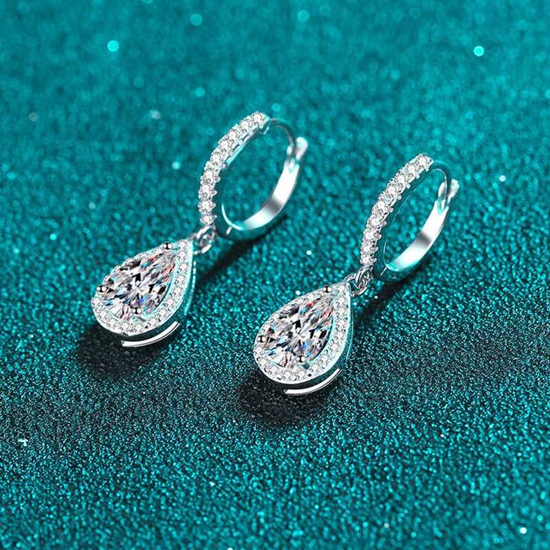 Boutiques White Gold 1ct Pear Cut Earrings GRA certified-Boutique Spiritual