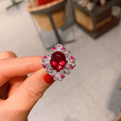 Ruby and Diamond Silver Jewelry Set for Women-Boutique Spiritual