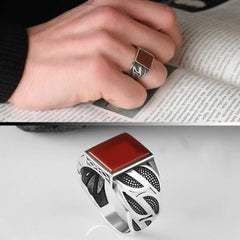 Aqeeq agate Pure Silver Islamic Turkish Limited Edition Ring-Boutique Spiritual