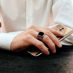 Evil eye Ring, Onyx Silver Islamic Limited Edition Ring-Boutique Spiritual