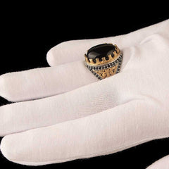 Evil eye Ring, Onyx Silver Islamic Turkish Limited Edition Ring-Boutique Spiritual