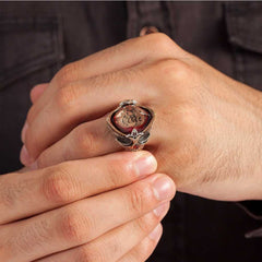 Amber Seljuk Eagle Sword Model, Handmade Silver Ring-Boutique Spiritual