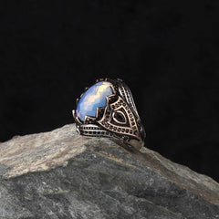 Moonstone Men Ring, Pure Silver Men Ring Exclusive Design-Boutique Spiritual