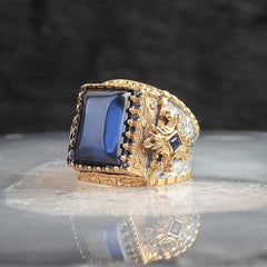 Original Blue Zircon Silver Ring with Edging Coated Limited Edition-Boutique Spiritual