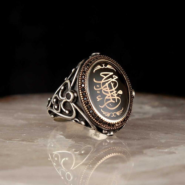 Islamic Calligraphy Zircon Stone Limited Edition Ring-Boutique Spiritual
