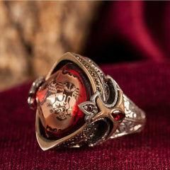 Amber Seljuk Eagle Sword Model, Handmade Silver Ring-Boutique Spiritual