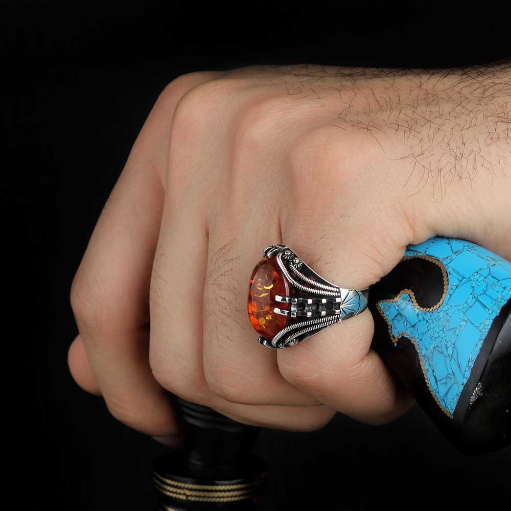 Amber Ring, Silver Exclusive Islamic Turkish Limited Edition Ring-Boutique Spiritual