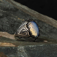 Moonstone Men Ring, Pure Silver Men Ring Exclusive Design-Boutique Spiritual