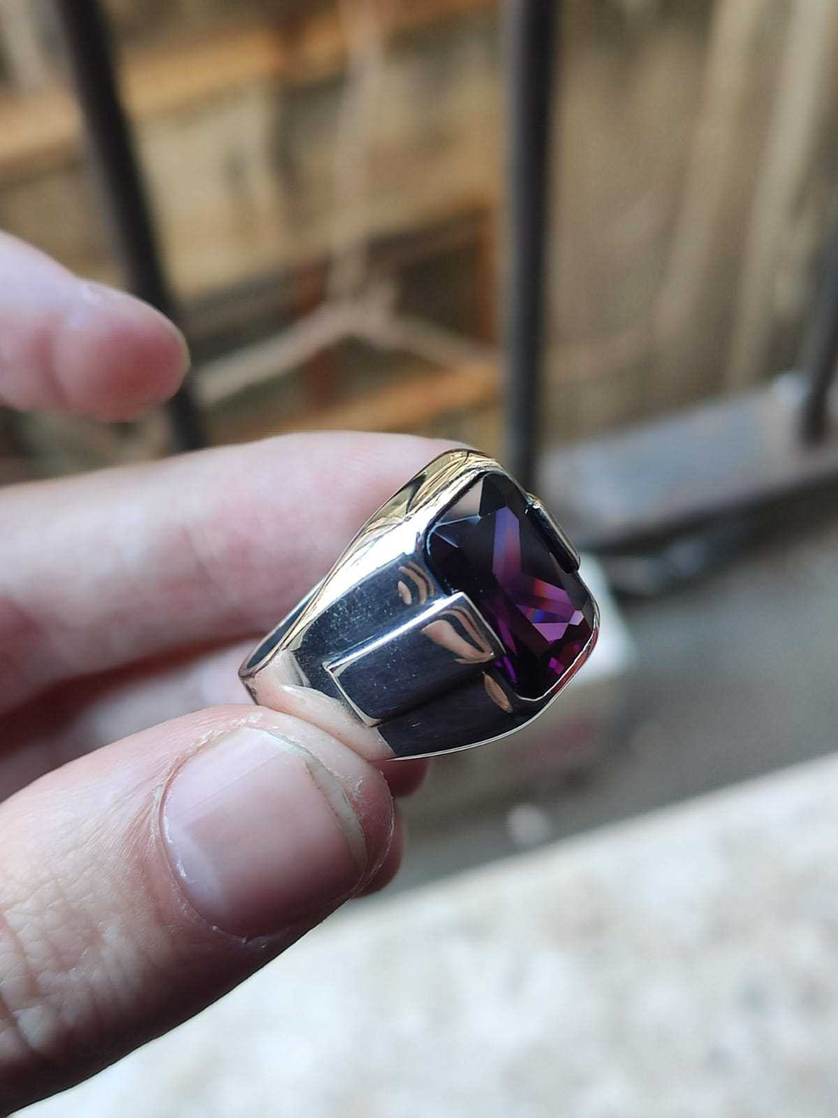 Turkish Amethyst Stone Men's Ring Handmade Special Design-Boutique Spiritual
