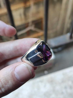 Turkish Amethyst Stone Men's Ring Handmade Special Design-Boutique Spiritual