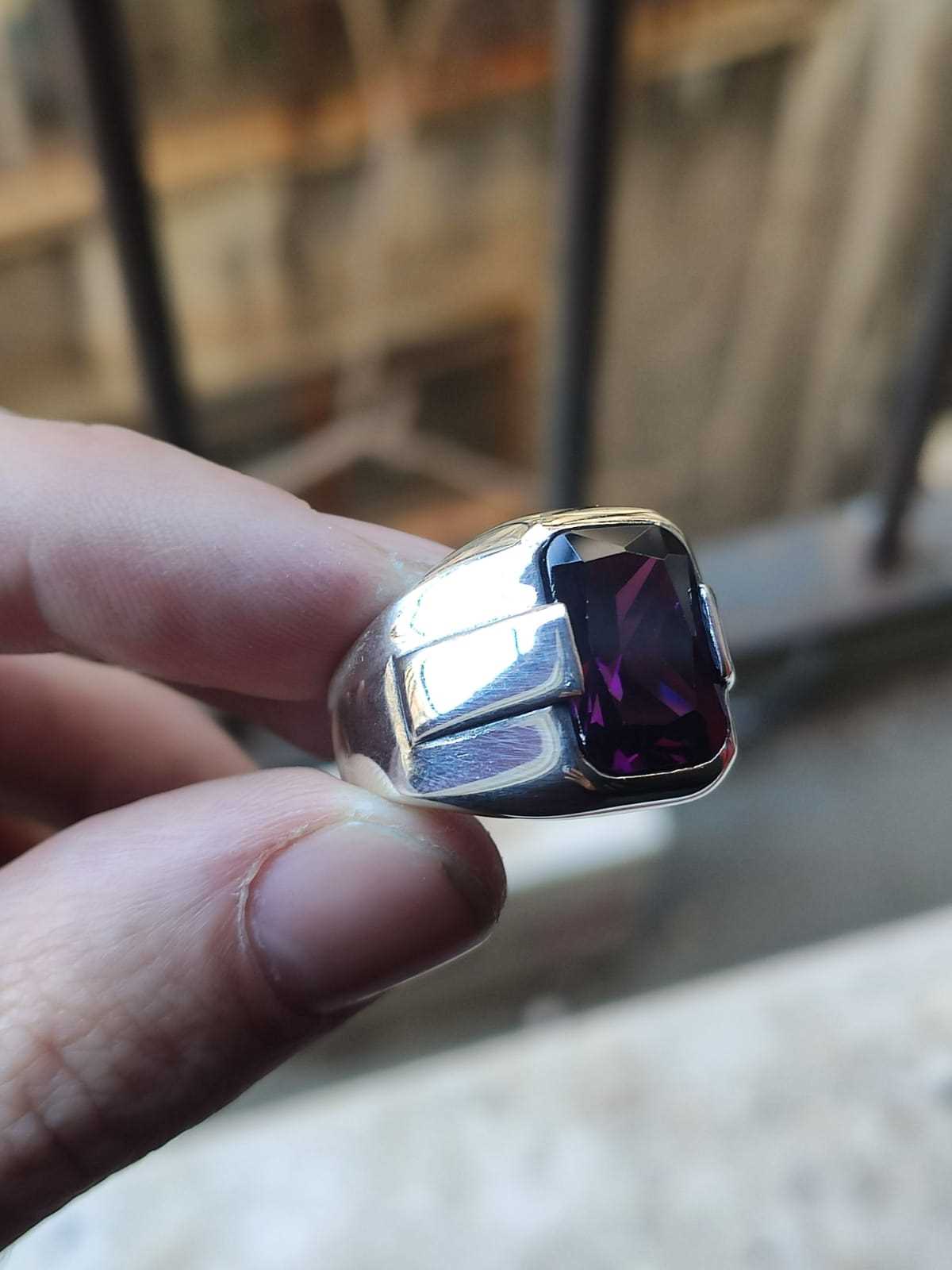 Turkish Amethyst Stone Men's Ring Handmade Special Design-Boutique Spiritual