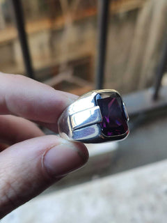 Turkish Amethyst Stone Men's Ring Handmade Special Design-Boutique Spiritual