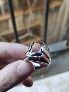 Turkish Amethyst Stone Men's Ring Handmade Special Design-Boutique Spiritual