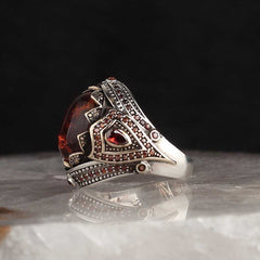 Amber Ring, Handmade Men Silver Ring-Boutique Spiritual