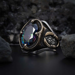 Alexandrite stone Men silver ring, Mistik Topaz Natural Stone Handmade Ring (Shine like a Gem Stone)-Boutique Spiritual