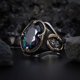 Alexandrite stone Men silver ring, Mistik Topaz Natural Stone Handmade...