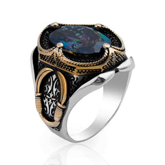 Alexandrite stone Men silver ring, Mistik Topaz Natural Stone Handmade Ring (Shine like a Gem Stone)-Boutique Spiritual