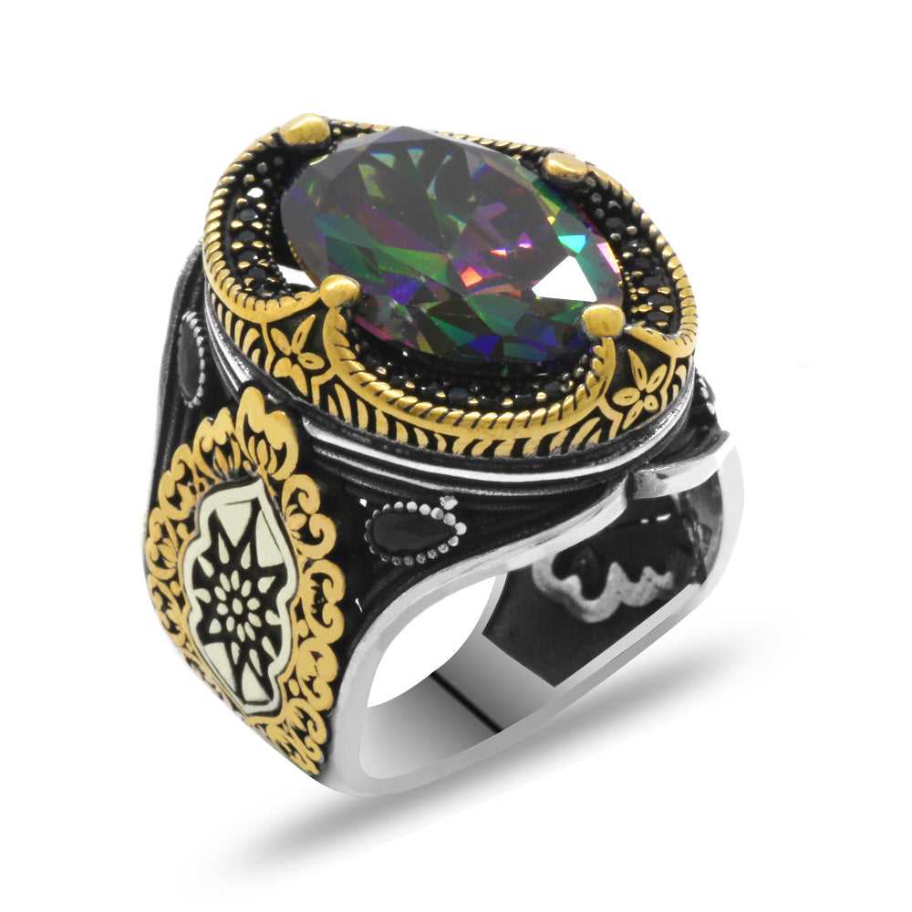 Alexandrite Stone Ring, Mistik Topaz Natural Stone Handmade Turkish Silver Ring-Boutique Spiritual