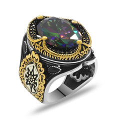 Alexandrite Stone Ring, Mistik Topaz Natural Stone Handmade Turkish Silver Ring - Boutique Spiritual