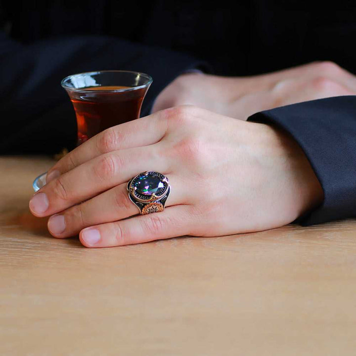 Alexandrite Stone Ring, Mistik Topaz Natural Stone Handmade Turkish Silver Ring-Boutique Spiritual