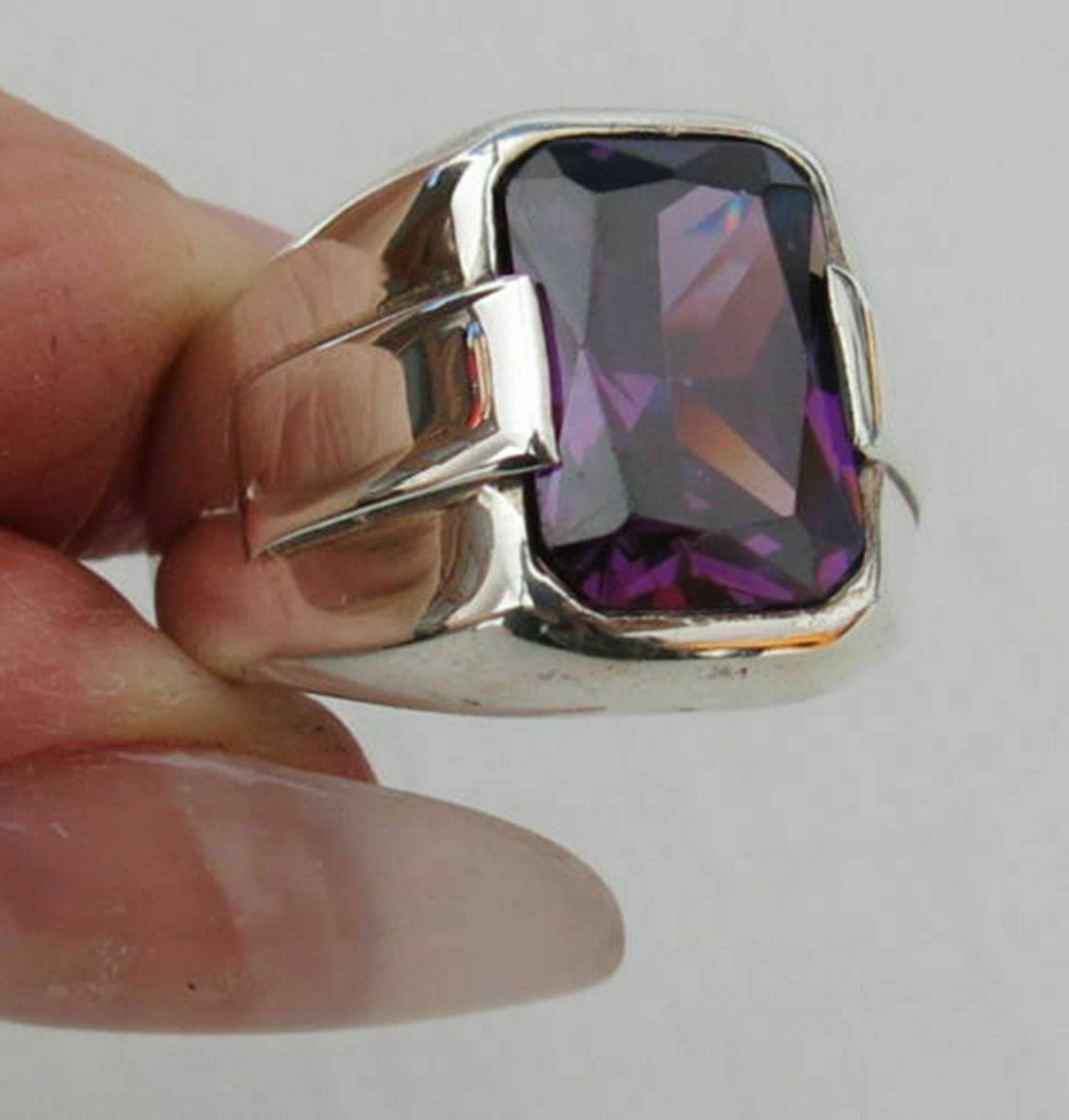 Turkish Amethyst Stone Men's Ring Handmade Special Design-Boutique Spiritual