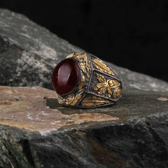 Islamic Aqeeq Stone Handmade silver Ring With Rhodium Covering-Boutique Spiritual