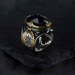 Black Zircon Stone Turkish Handmade Silver Ring-Boutique Spiritual